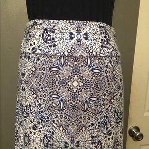 Cynthia Rowley Long Cotton Blue Pattern Skirt